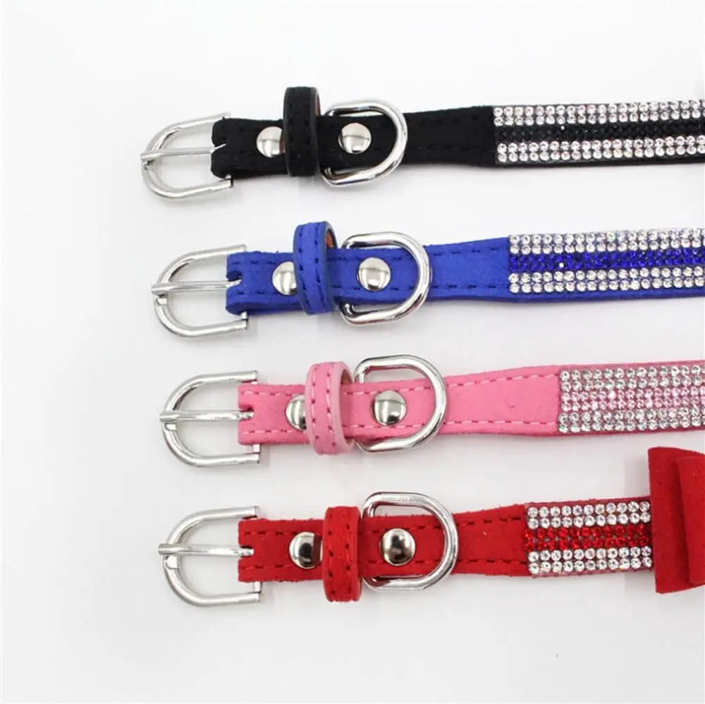 Rhinestone Dog Collar and Leash Set for Small Dogs, Crystal Glitter Pink Pet Accessories